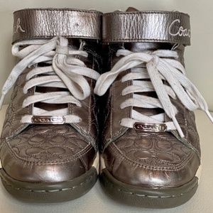 Coach Metallic Leather High Top Sneakers